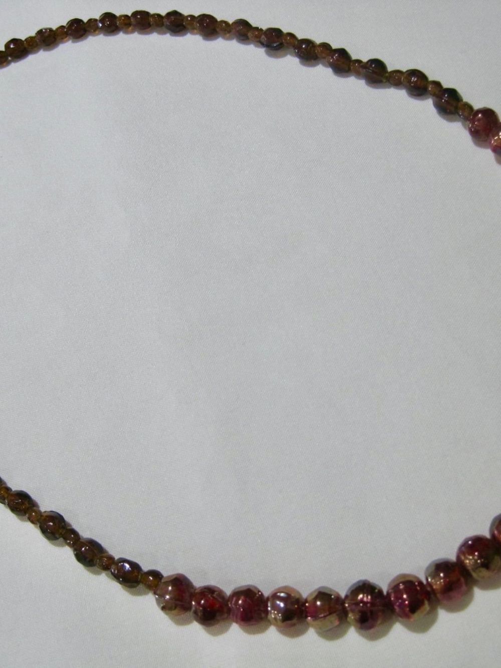 Vintage 70's, Carnival Glass & Art Lamp Glass Beads, 24" L. Glass Beaded Necklac